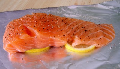 Salmon baked in foil